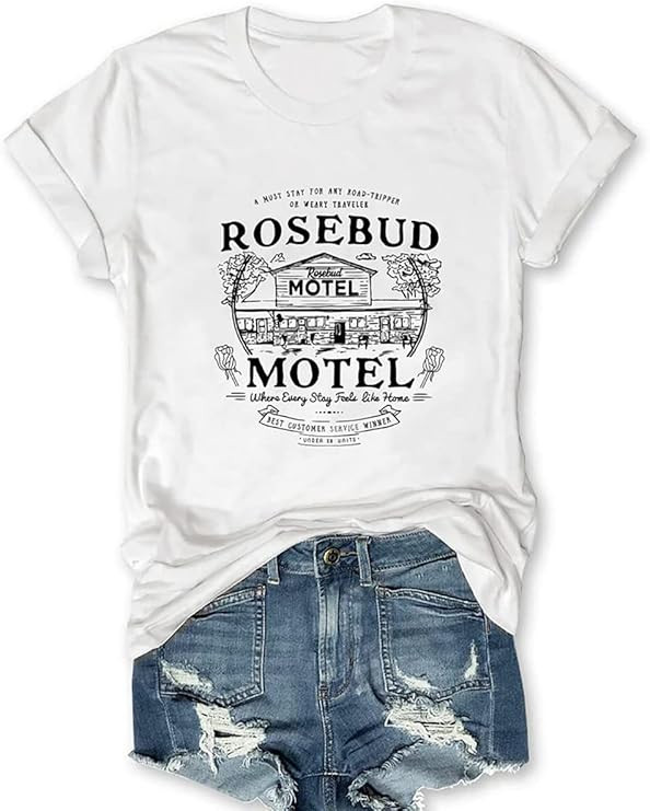 Vintage Shirt for Women Funny Motel Print T Shirt Loose Fitting Graphic Tees Short Sleeve Summer ... | Amazon (US)