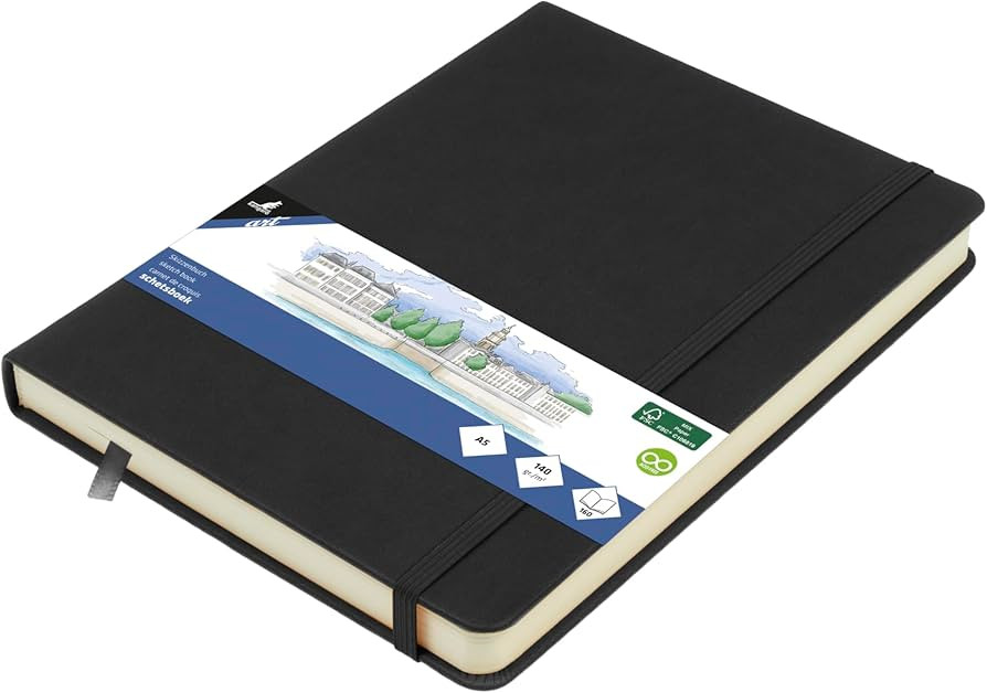 Kangaro Art Skizzenbuch A5 schwarz PU Hardcover 80 Blatt 140 Gramm cremefarbenes Papier | Amazon (DE)