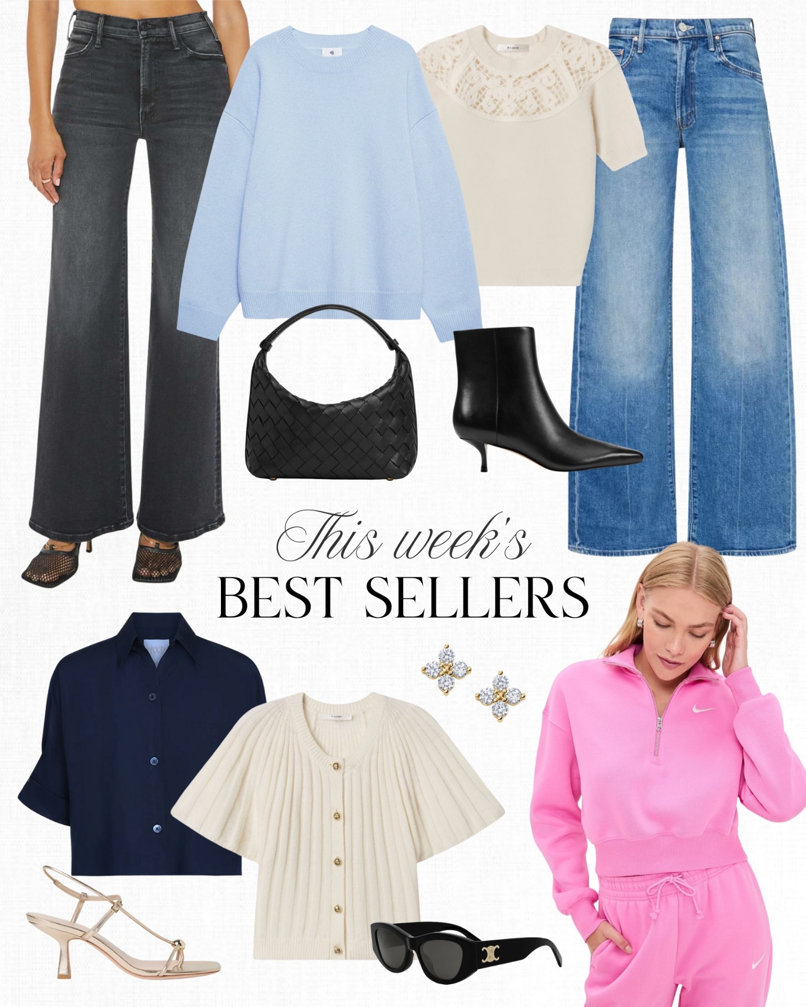 Top 10 Best Sellers: Frame has some of the cutest new sweaters and I just picked up this crochet sweater and this flutter sleeve cardigan. I can't say enough good things about this TWP button-up! It's so versatile and works for everyone... even my daughter stole this light blue one from my closet. I love anything pink and just bought this half-zip sweatshirt that I've been wearing nonstop.

#LTKFindsUnder100 #LTKGiftGuide #LTKSaleAlert