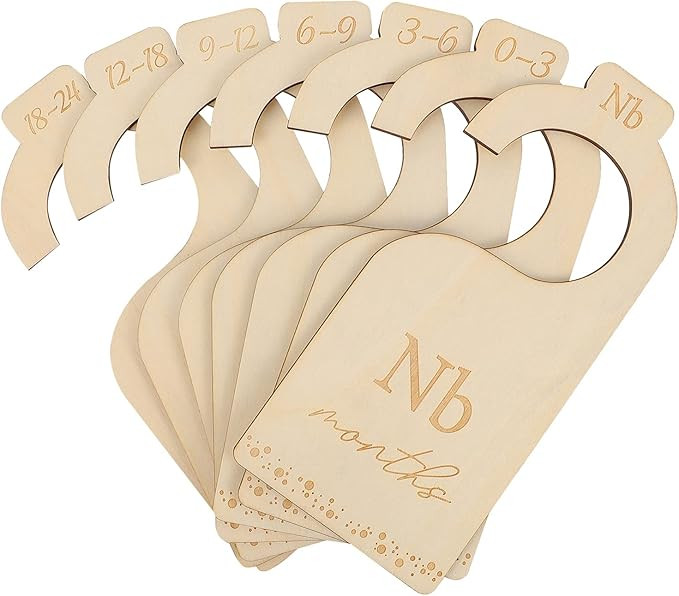 jojofuny 7 Pack Wood Baby Closet Size Dividers Newborn Baby Closet Hanging Closet Dividers from N... | Amazon (US)