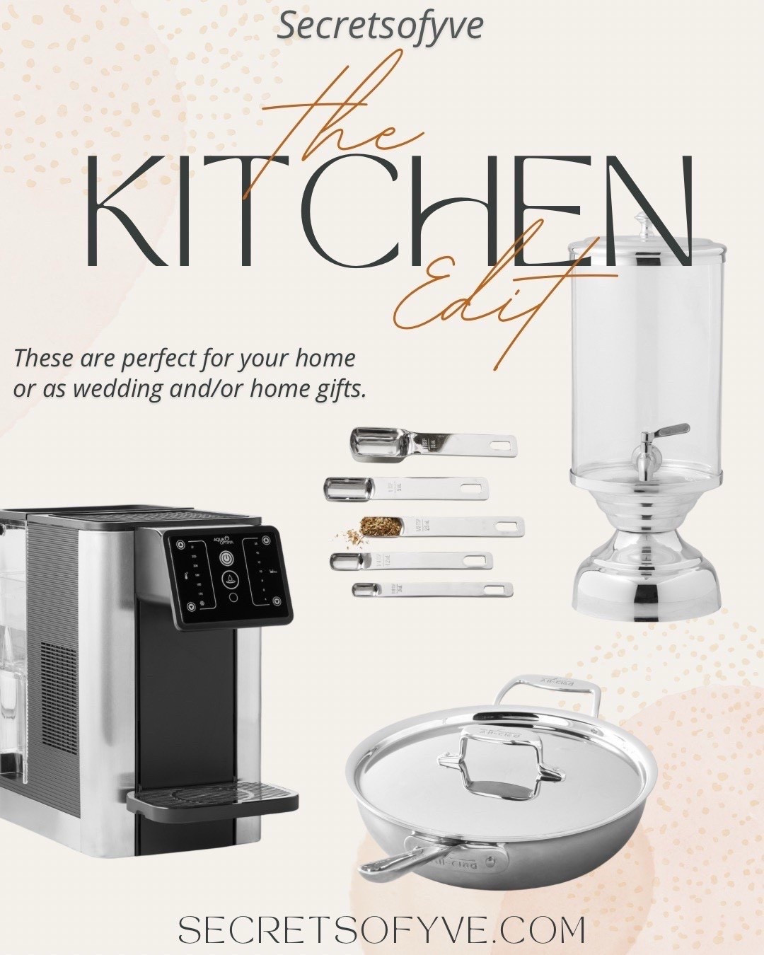 Secretsofyve: The kitchen edit is here with some of my favorite things! Gifting simplified. 
#Secretsofyve #ltkgiftguide
Always humbled & thankful to have you here.. Watch Now @williamssonoma
CEO: PATESI Global & PATESIfoundation.org
 @secretsofyve : where beautiful meets practical, comfy meets style, affordable meets glam with a splash of splurge every now and then. I do LOVE a good sale and combining codes! #ltksalealert #ltku #ltkplussize #ltkmidsize #ltkover40 #ltkpetite #ltktall #ltkvlog #ltkmens #ltkfoodie #ltkmomlife secretsofyve

#LTKSeasonal #LTKHome #LTKWedding