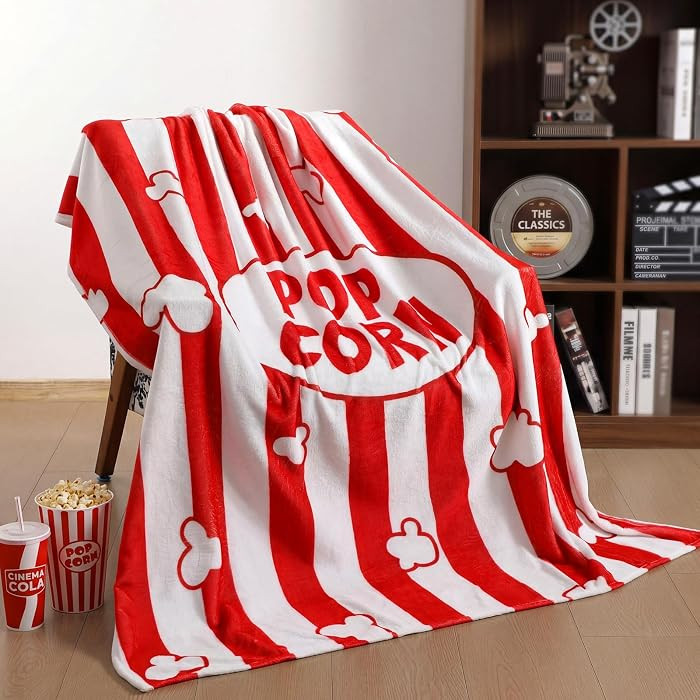 50'' x 60'' Popcorn Movie Throw Blanket Gifts for Women Movie Lover | Amazon (US)