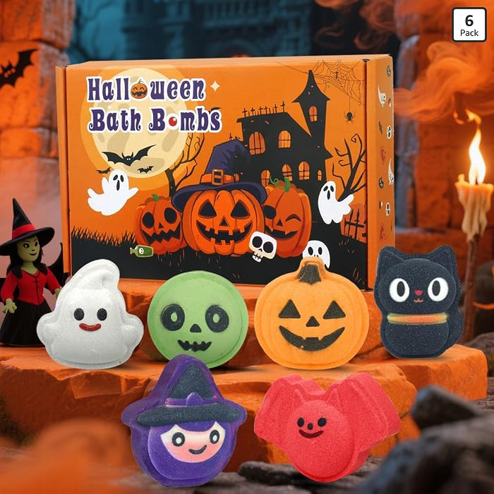 Halloween Bath Bombs for Kids, 6 Spooky Shapes, Trick or Treat Gift Set | Amazon (US)