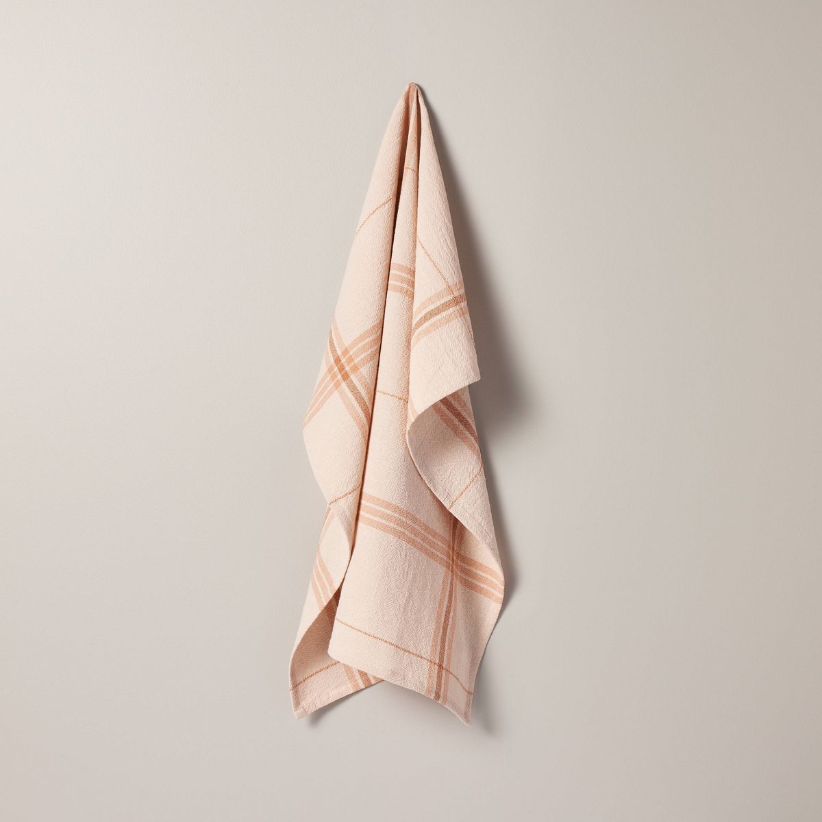 Tri-Stripe Plaid Flour Sack Kitchen Towel Blush/Tan - Hearth & Hand™ with Magnolia | Target