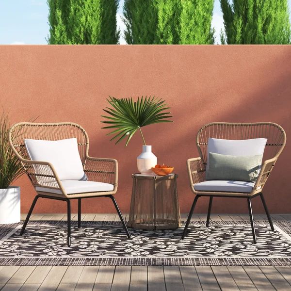 Alysa Wicker/Rattan 2 - Person Seating Group with Cushions | Wayfair North America