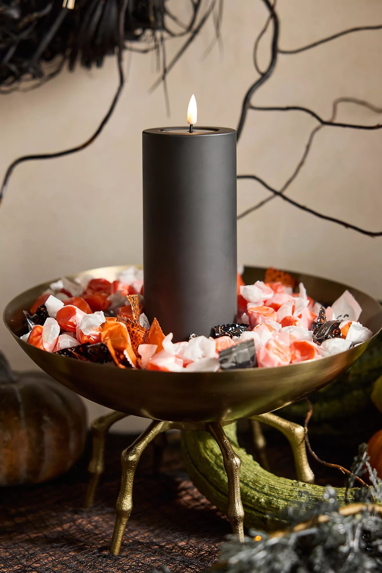 Flameless Black Outdoor Pillar Candle | Anthropologie (US)