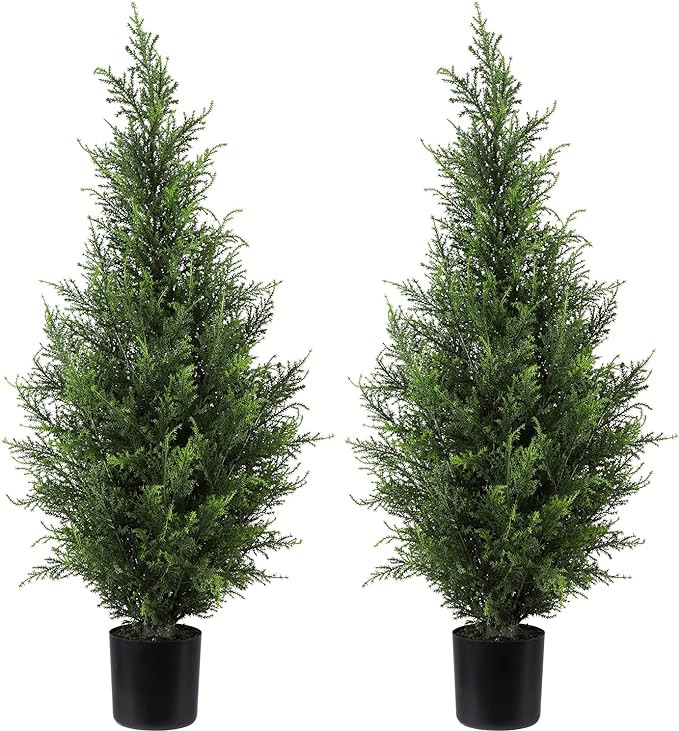 Artificial Topiary Cedar Trees 3FT Artificial Cedar Pine Tree Potted Plant Fake Plants Tall Artif... | Amazon (US)