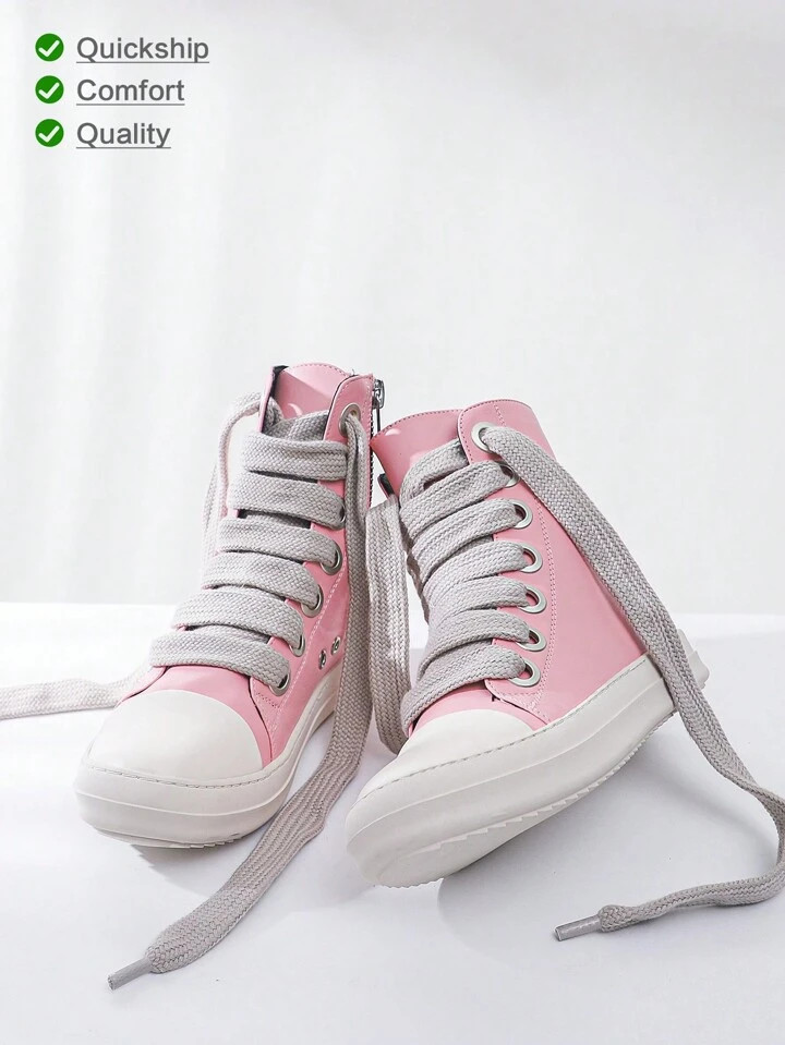 [Quick Delivery]Classy Aesthetic 2024 New Style Women Boots High-Top  Boots  Women Lace-Up Zip Fl... | SHEIN