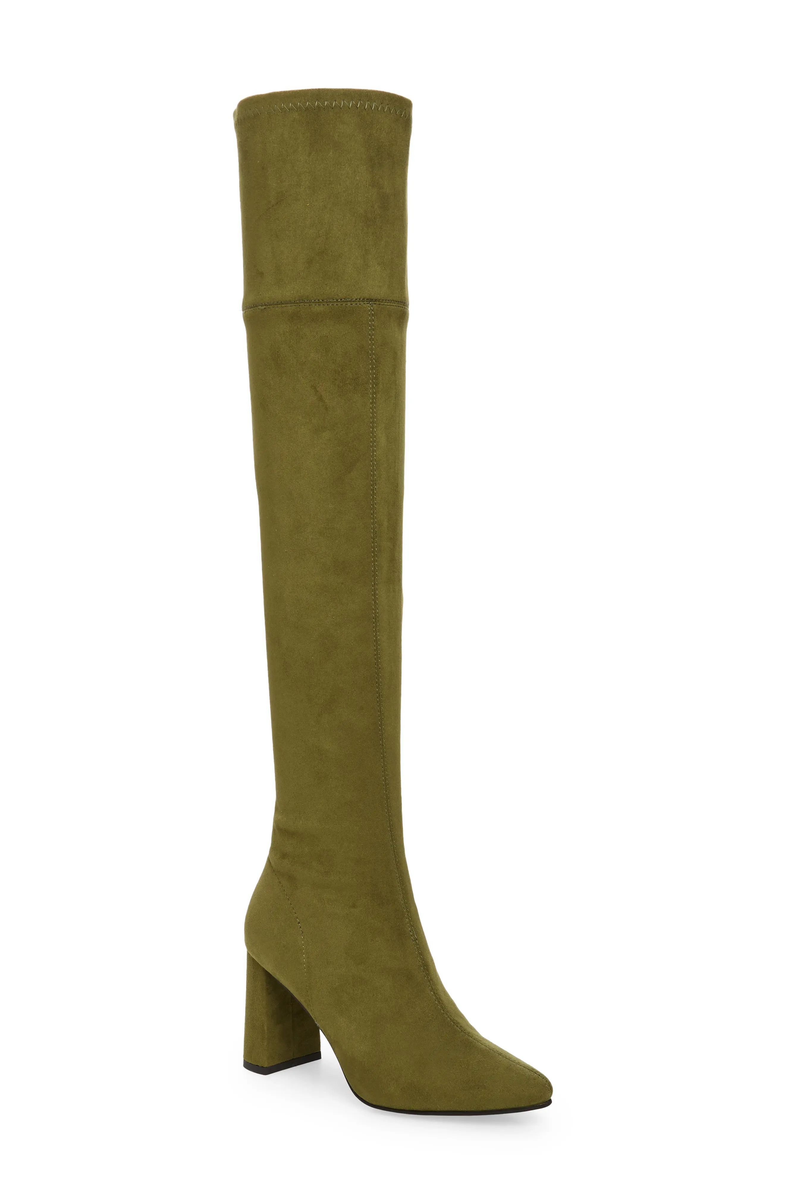 Jeffrey Campbell Parisah Over the Knee Boot, Size 5 in Green Suede at Nordstrom | Nordstrom