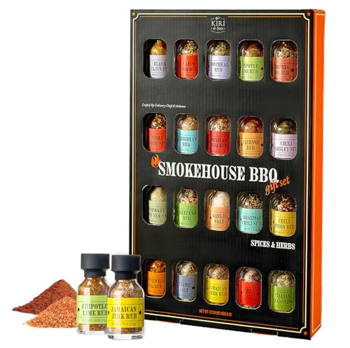Kiri & Sons Smokehouse BBQ Gourmet Grilling Spice Set | 20-Set | Glass Bottle Seasonings, Grill Seasoning Flavors Include Caribbean, Jamaican Jerk, Jalapeno Rub, Montreal, Cajun Chili Garlic & More | Amazon (US)