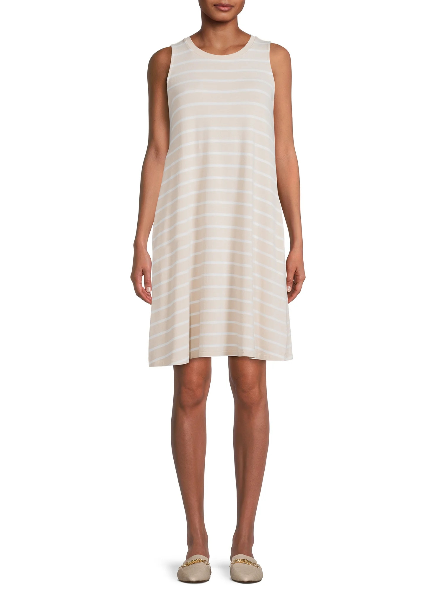 Time and Tru Women's Sleeveless Knee Length Knit Dress - Walmart.com | Walmart (US)