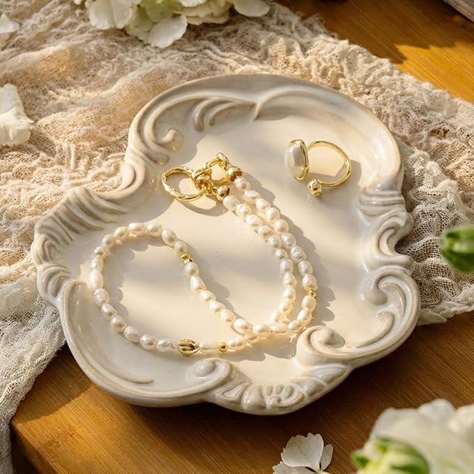 LYEOBOH Jewelry Tray, Ceramic Trinket Dish, Jewelry Dish for Rings Earrings Decorative Trinket Tr... | Amazon (US)