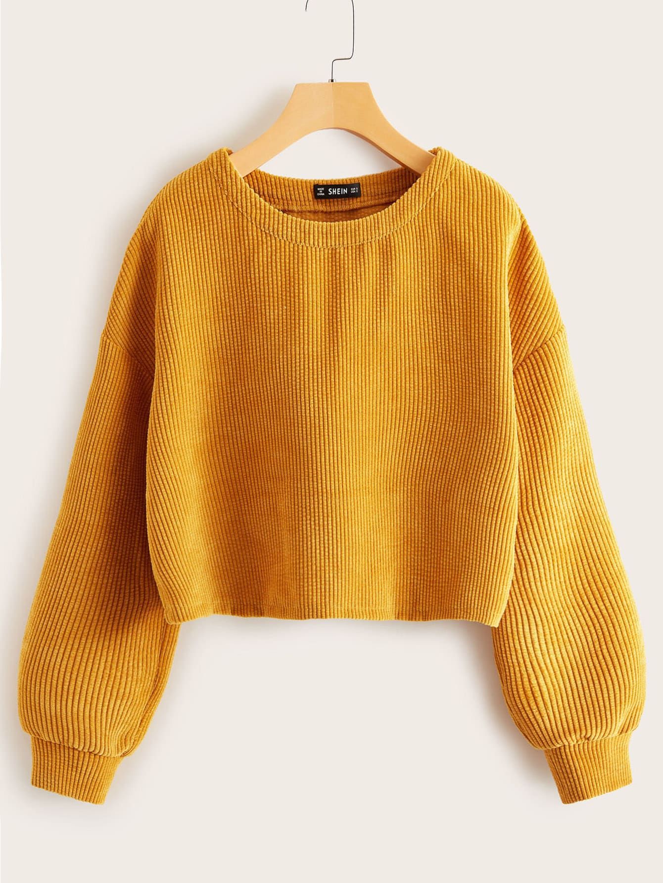 SHEIN Drop Shoulder Cord Sweatshirt | SHEIN