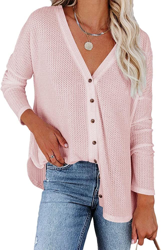 Button Down Waffle Top | Amazon (US)