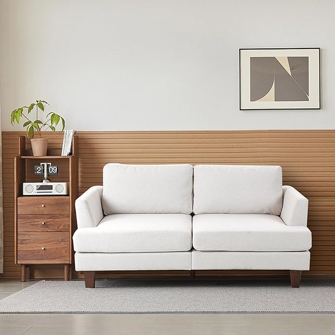 65" W Loveseat Sofa, Mid Century Modern Couches for Living Room, Small Couch Linen Fabric for Bed... | Amazon (US)