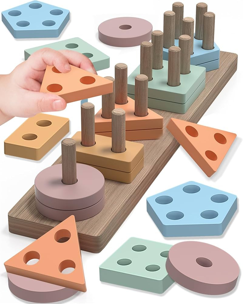 Tonberless Montessori Toys for 1 2 3 Year Old Boy Girl, Toys for Ages 2-4 Toddlers Kids Baby, 1 2... | Amazon (US)