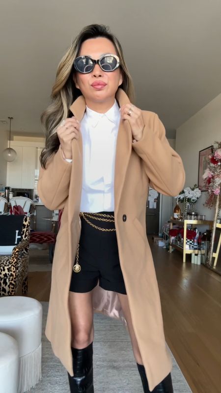 Classic outfit, white button down and black shorts, 3 classic jackets, Amazon camel coat, gray wool coat, cropped trench coat, spring outfits, spring fashion, knee high boots  

#LTKSeasonal #LTKover40 #LTKstyletip