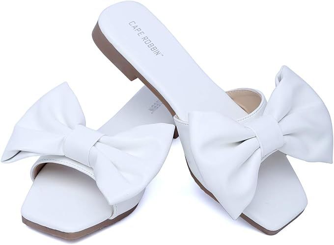 Cape Robbin Juju Sandals Slides for Women, Womens Mules Slip On Shoes with Bow - Sandals Slides f... | Amazon (US)