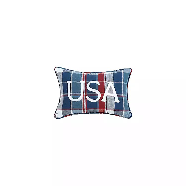 New! Americana Plaid Picnic Lumbar Pillow | Kirkland's Home