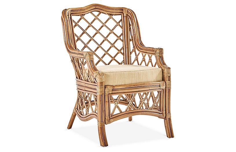 Nadine Rattan Armchair, Natural/Beige | One Kings Lane