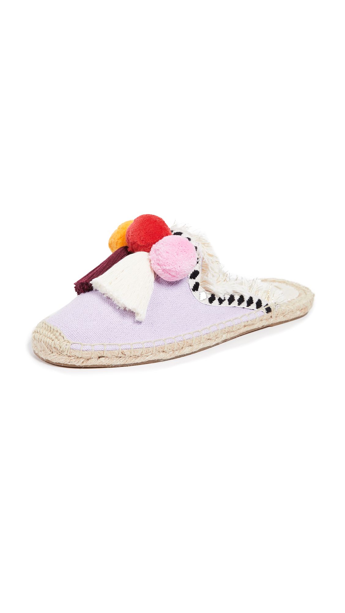 Soludos Frayed Edge Pom pom Mules | Shopbop