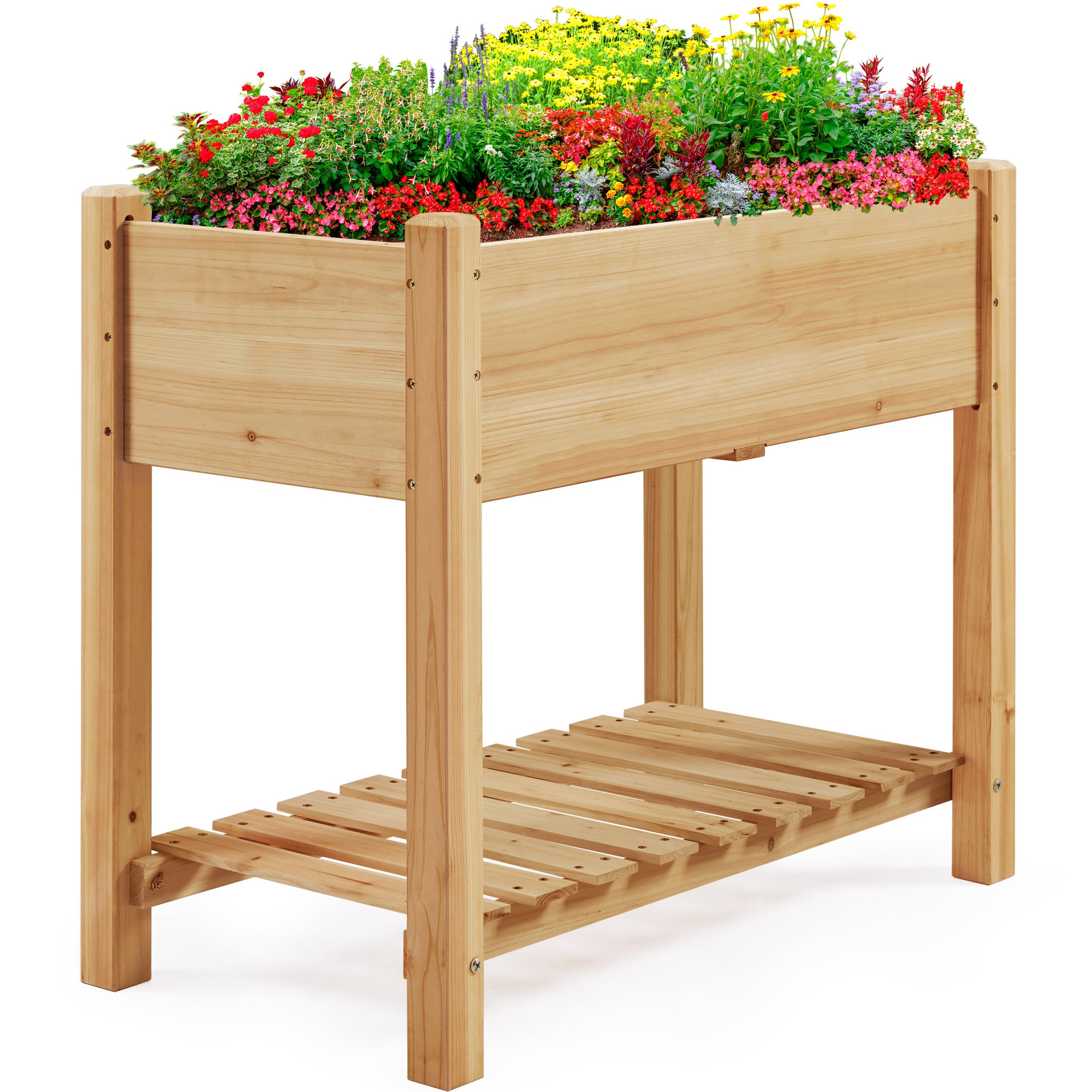 Yaheetech 34x18x30in Horticulture Raised Garden Bed Planter Box with Legs & Storage Shelf Wooden ... | Amazon (US)