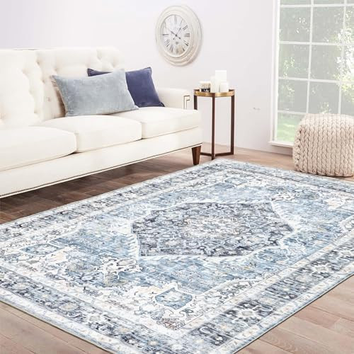 Area Rug 8×10, Large Vintage Boho Rug,Ultra-Soft Low Pile, Washable, Non Slip,Stain Resistant, P... | Amazon (US)