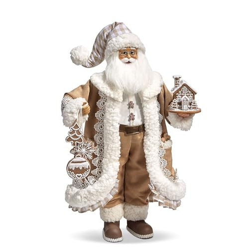 Raz Imports Christmas Gingham Gingerbread Santa Figurine, 18-inch Height, Holiday Decoration | Amazon (US)