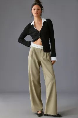 WAYF Contrast Waistband Trousers | Anthropologie (US)