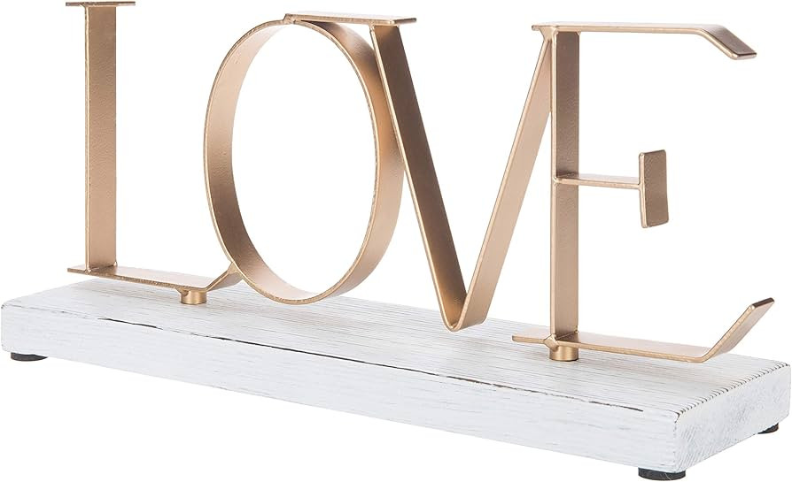 MyGift Wood Metal Love Sign, Rustic Wooden Letters Decor, Decorative Mantel Sign for Valentines D... | Amazon (US)