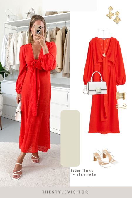 H&M wedding guest inspiration. Wearing a red maxi dress with bow tie detail in size xs. Read the size guide/size reviews to pick the right size.

Leave a 🖤 to favorite this post and come back later to shop

#LTKeurope #LTKwedding #LTKstyletip