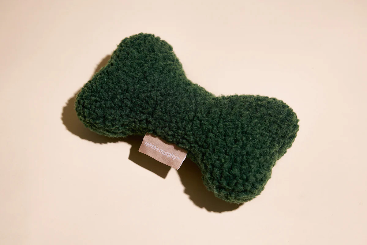 Green Sherpa Bone Shaped Plush Toy 8" | Reese + Murphy LLC