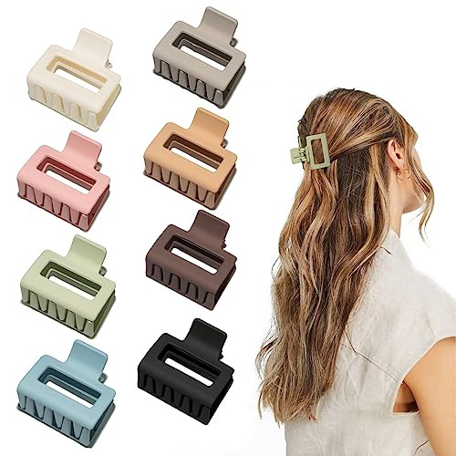 Cobinaan Medium Hair Clips for Women Girls, 2 x 1 x 1.8 inch, 8pcs Neutral Color, Claw Hair Clips for Thin/Medium Thick Hair, Hair Jaw Clips Nonslip Clips | Amazon (US)