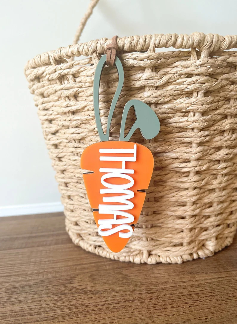 Personalized Easter Basket Tag| Easter Basket Name Tag | Bunny Carrot Easter Tag | Kids Easter Ba... | Etsy (US)