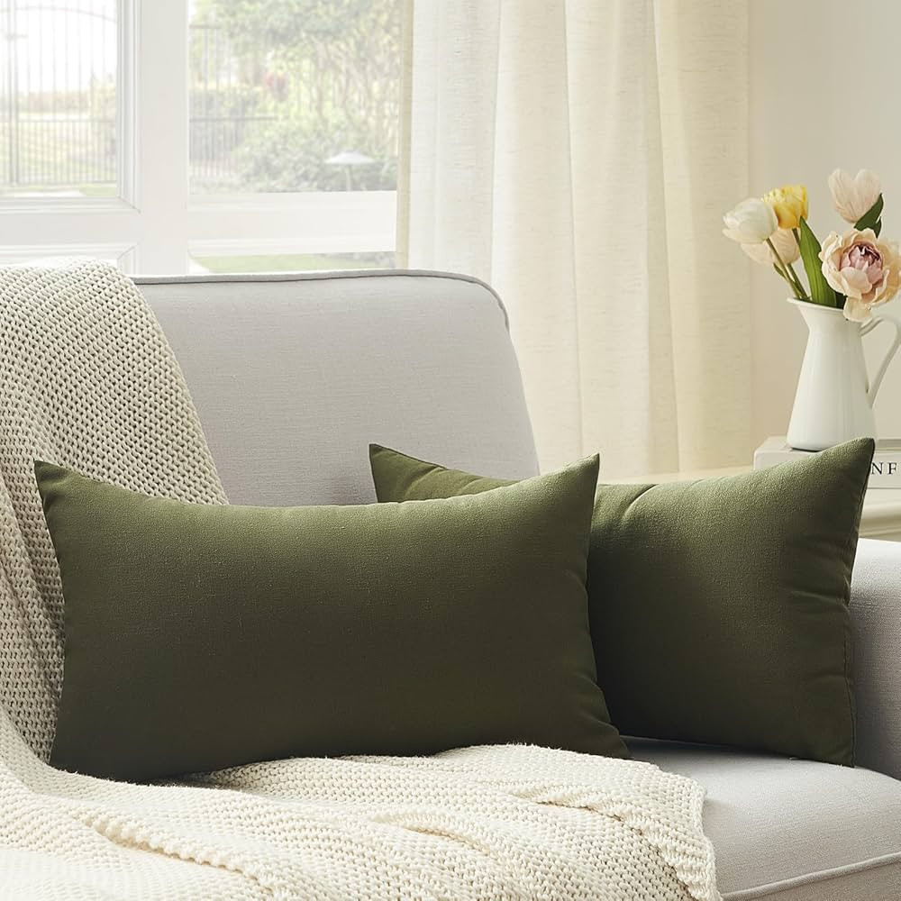 Topfinel Green Pillow Covers 12x20 Inch for Couch Sofa Bed Decorative Lumbar Pillow Covers Rustic... | Amazon (US)
