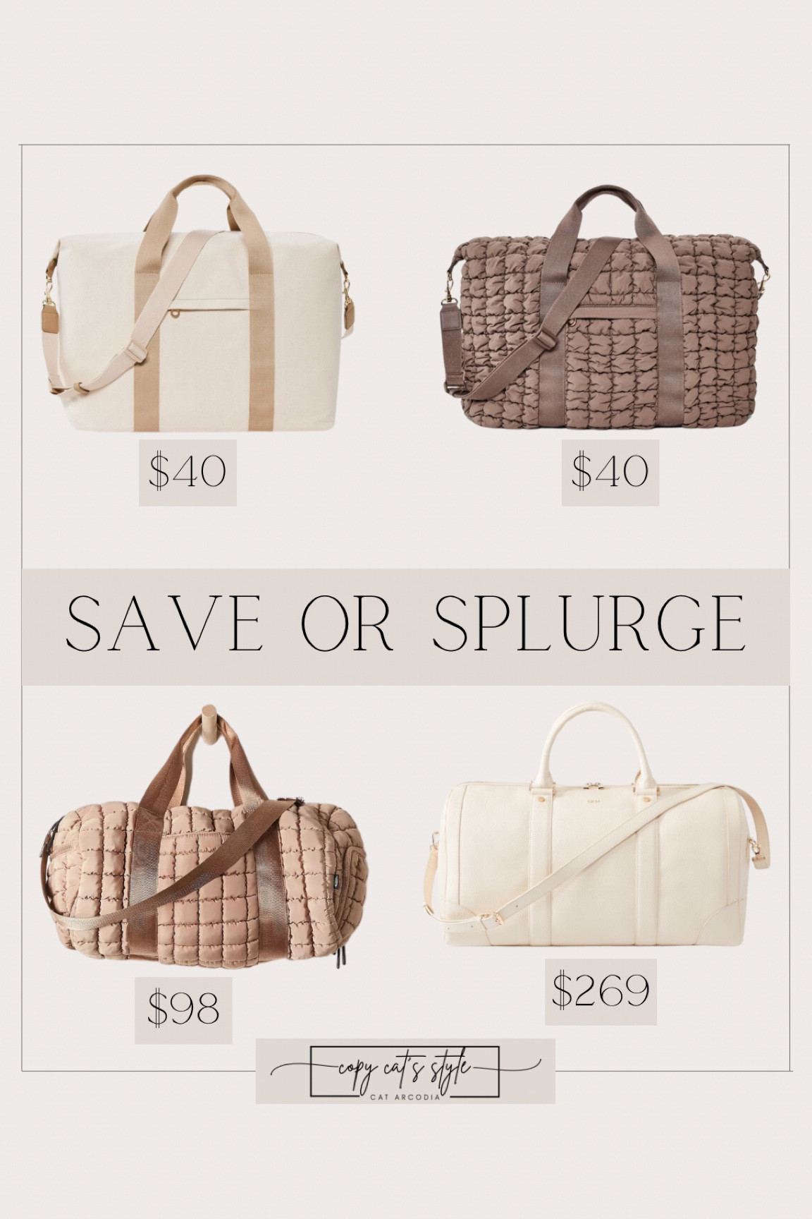 Sunday save or splurge on duffel bags! Target look for less duffel bags. Free people look alike bags. 

#LTKSaleAlert #LTKFindsUnder50 #LTKTravel