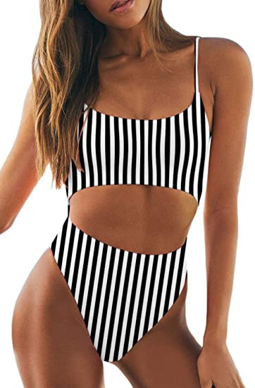 LEISUP Womens Spaghetti Strap Lace Up Cutout High Waisted Thong One Piece Swimsuit | Amazon (US)