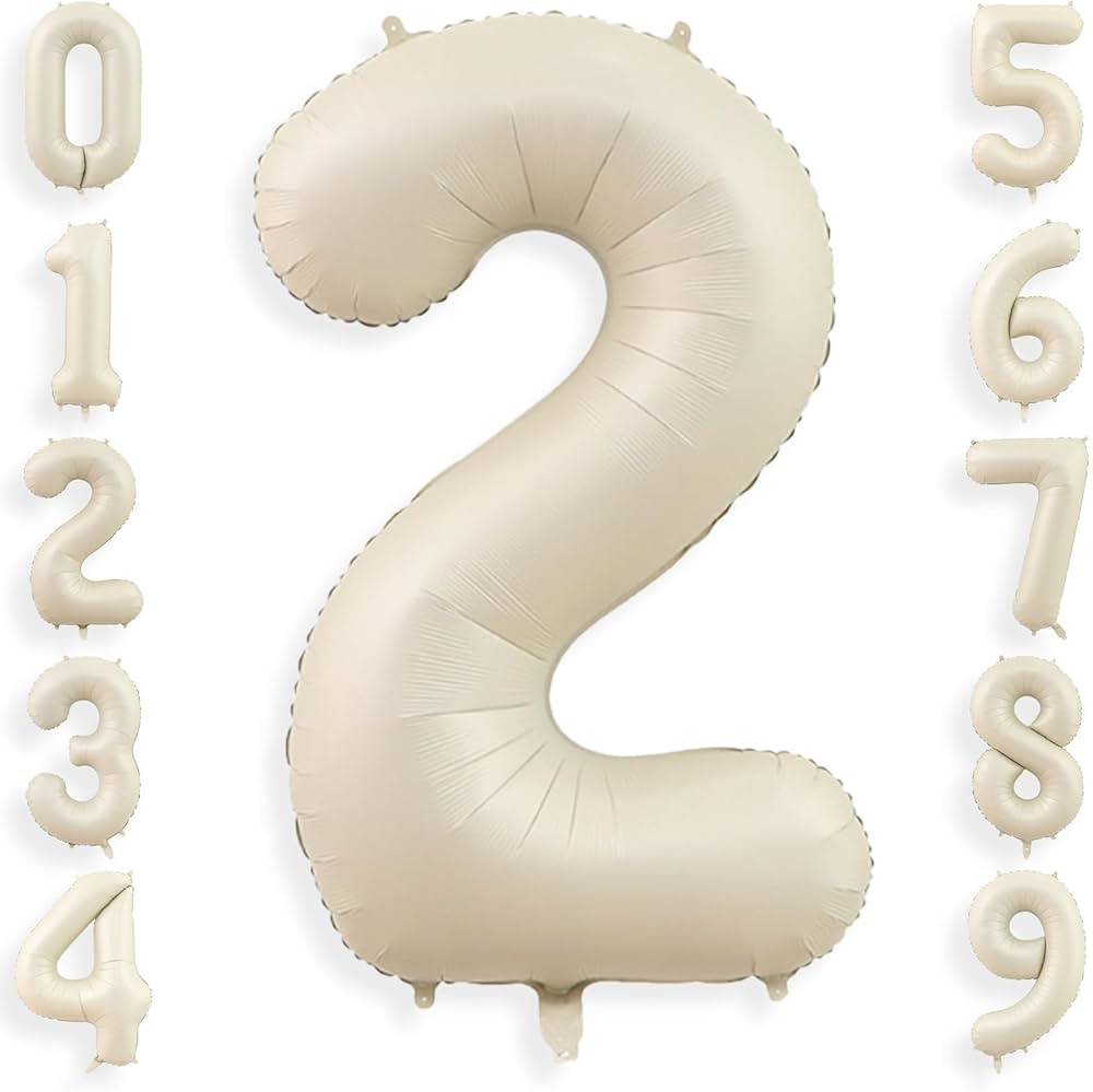 40 Inch Cream White 2 Balloon Numbers, Large Number 2 Balloon Foil Helium Number Balloons, Big 2 ... | Amazon (US)