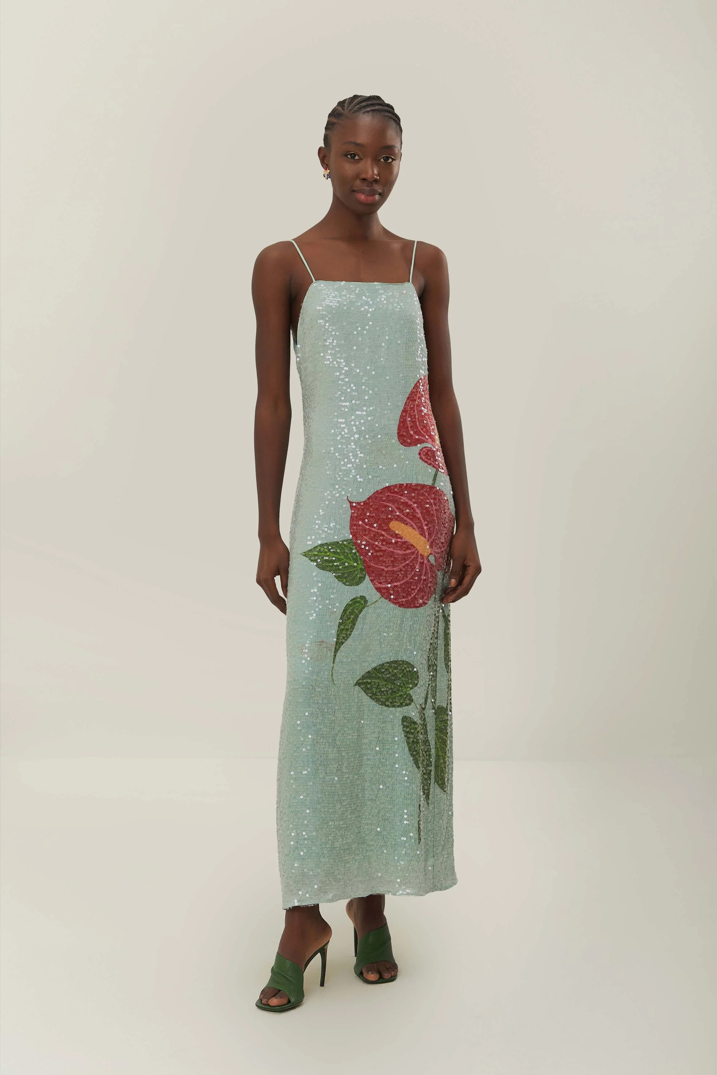 Blue Anthurium Flowers Slip Maxi Dress | Farm Rio UK