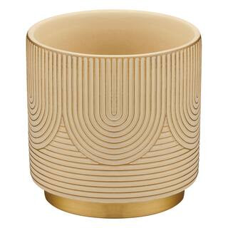 Demetria Small Gold Bohemian Ceramic Round Planter with Drainage Plug (6 in. L x 6 in. W x 6.1 in... | The Home Depot