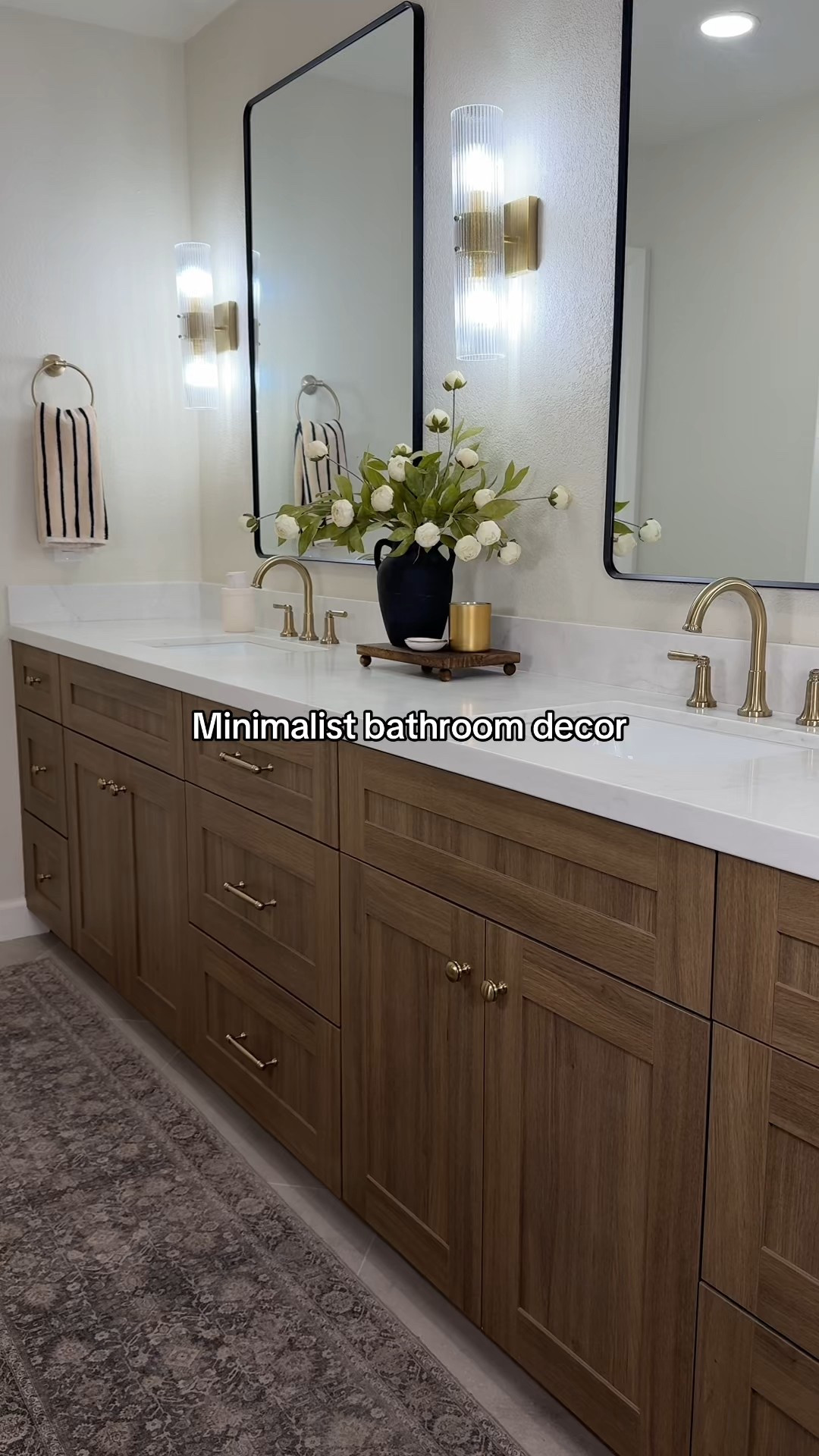 My go-to bathroom counter decor and my favorite bathroom accessories! 
I love a spa-like feel in the bathroom and the key is keeping the counters free from clutter and all decor should be functional! 

I love having a candle and jewelry tray in the counter, always. By the tub I display our bath salt in a glass canister with a wooden measuring cup. Rolled hand towels give it the spa feel!
•
•
Bathroom decor, bathroom styling, neutral bathroom, spa bathroom, minimalist bathroom decor, minimal bathroom decor, bathroom counter decor, bathroom vanity, striped towels, striped bath towel 


#LTKSaleAlert #LTKHome #LTKdayinmylife