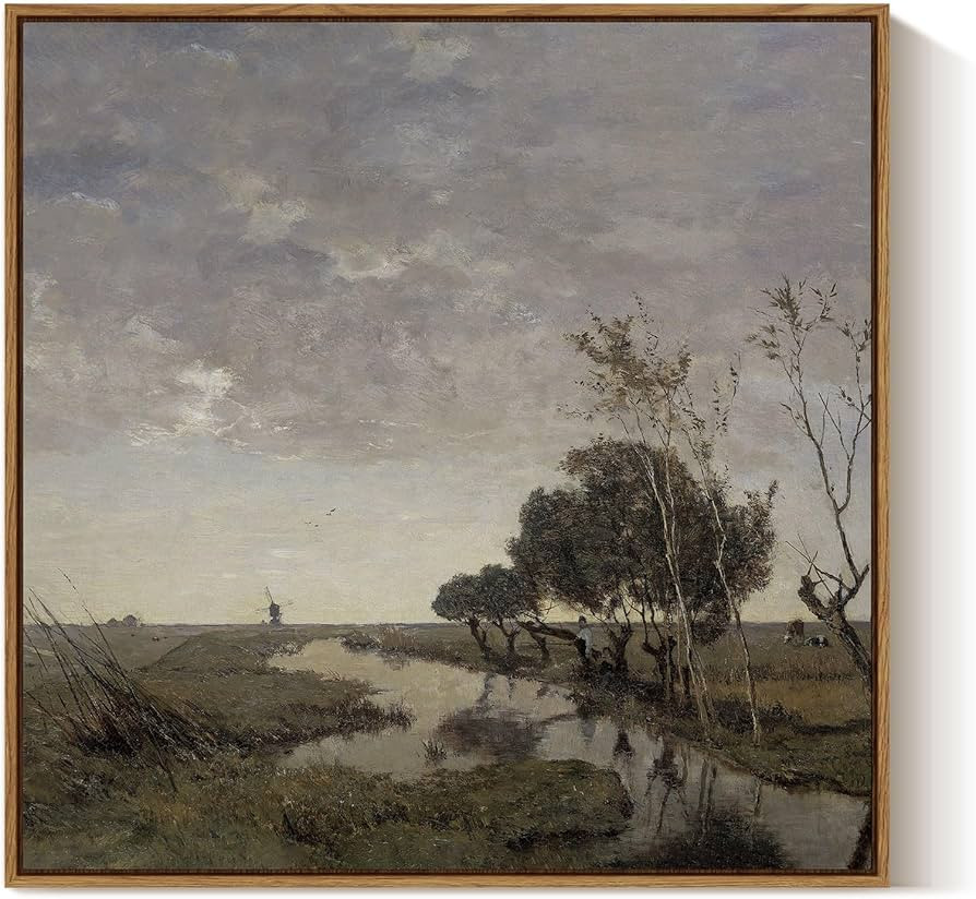 ARPEOTCY 24×24 Inch Framed Canvas Wall Art, Natural Scenery Vintage Square Wall Decor for Living... | Amazon (US)