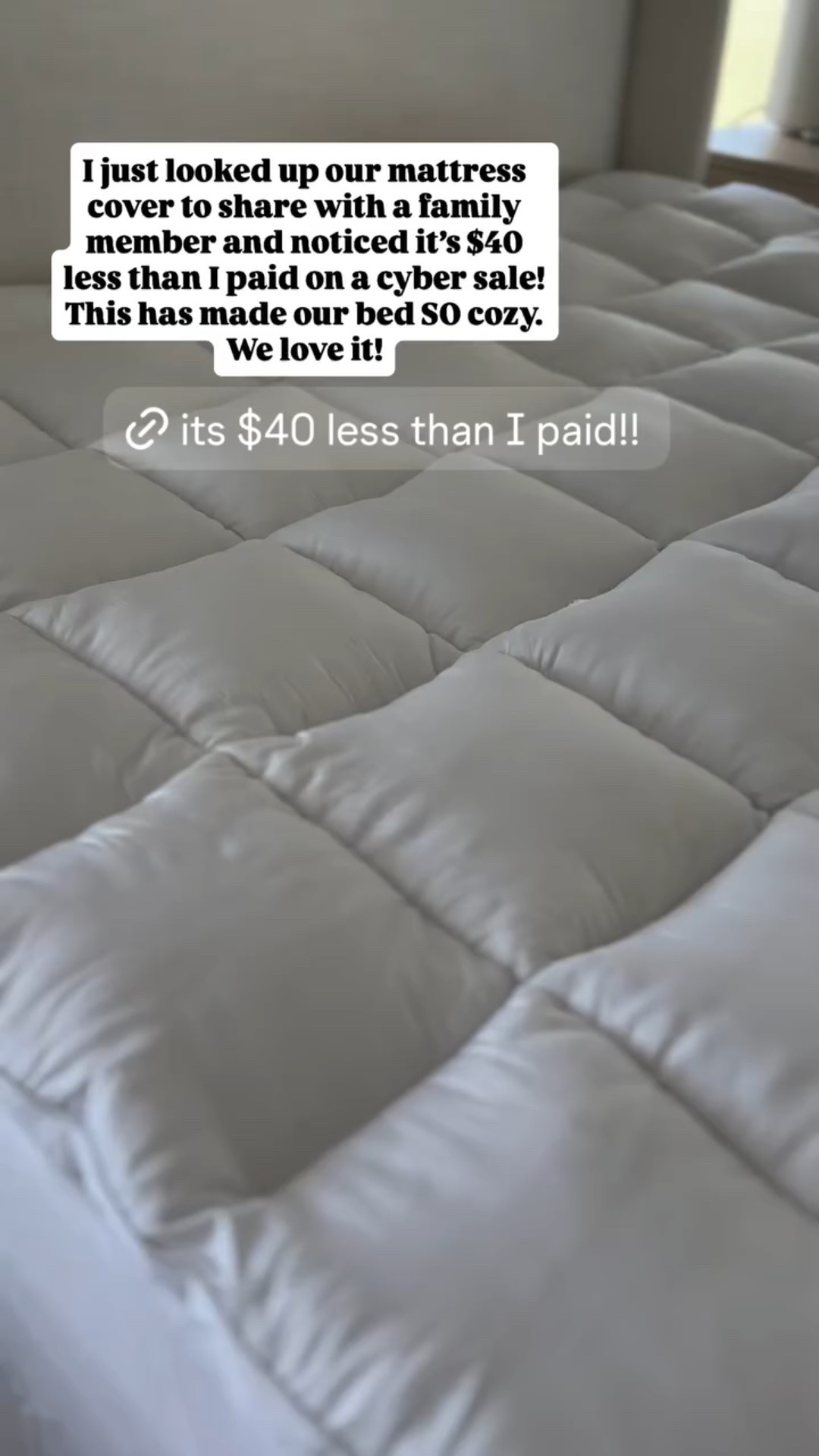 I always tell people how much I love our mattress cover. It makes my bed so cozy!! It’s on sale for cyber week. Way less than I paid 😣🙌🏻

#LTKHome #LTKselfcare #LTKSaleAlert