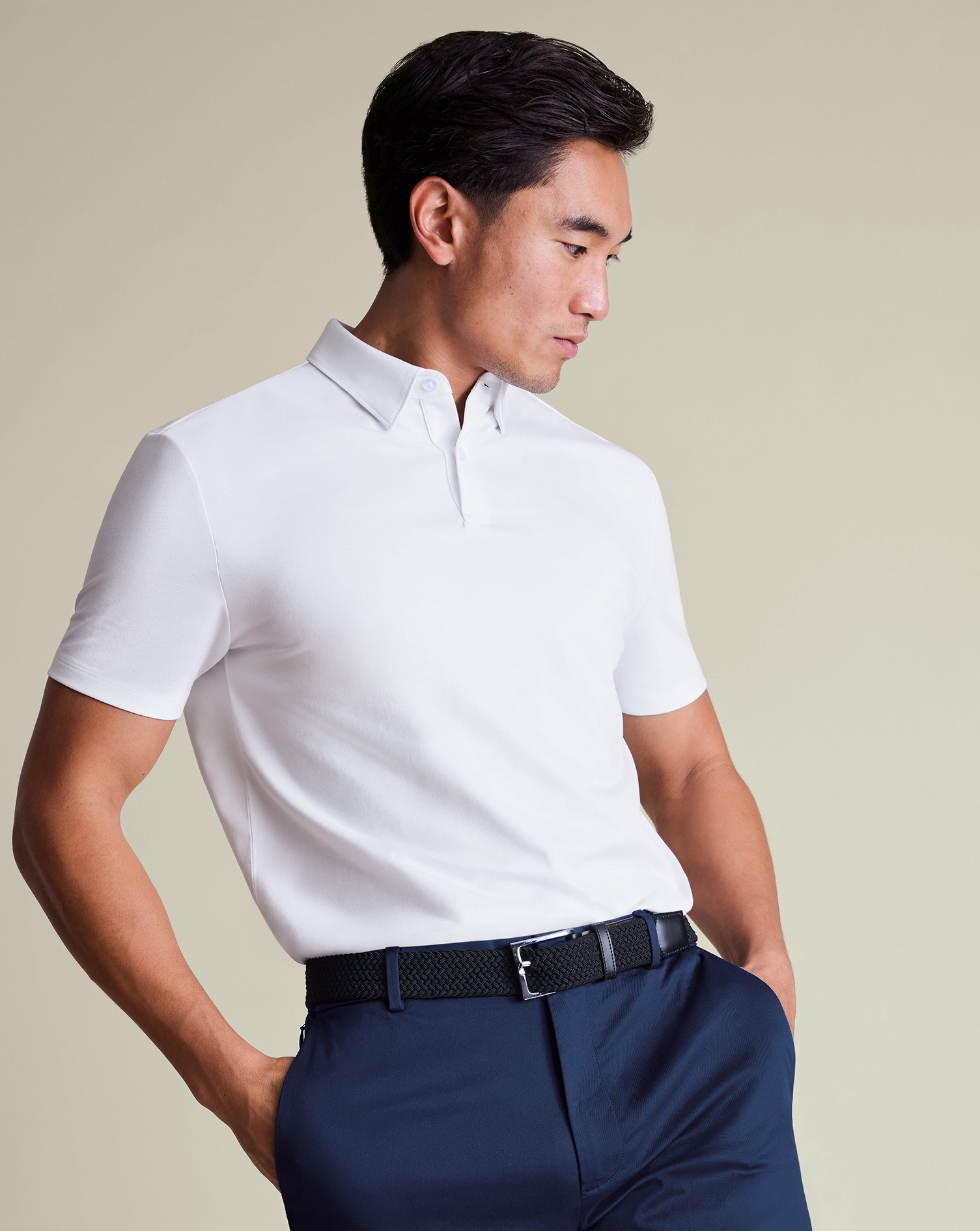 Performance Jersey Polo – White | Charles Tyrwhitt