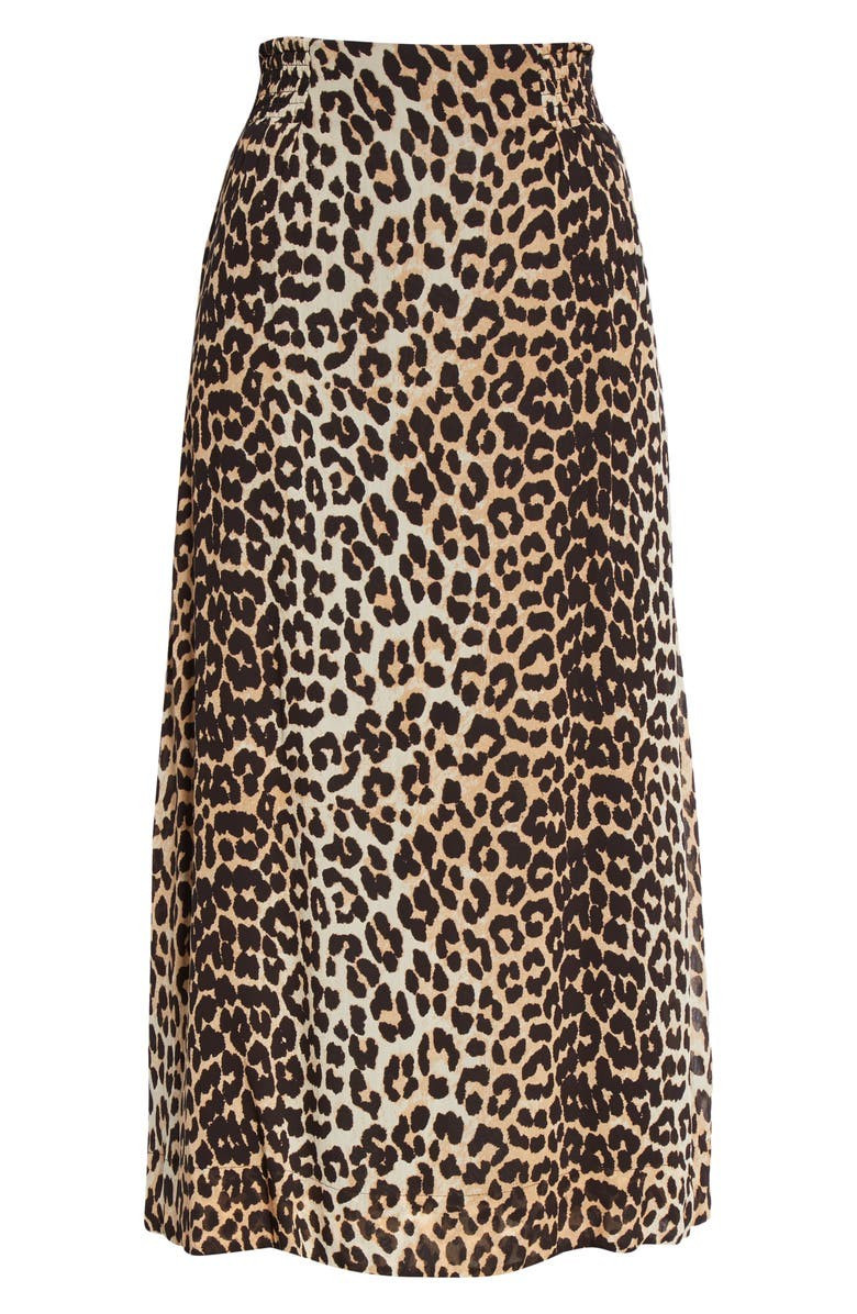 Ganni Leopard Print Georgette Midi Skirt | Nordstrom | Nordstrom