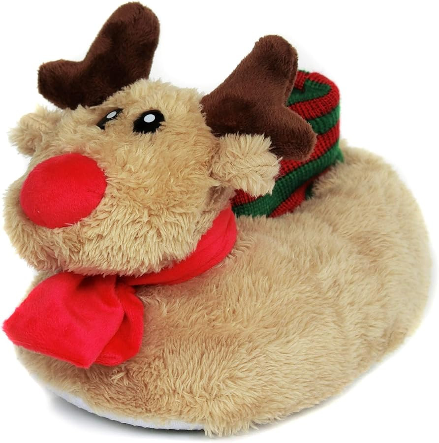 Onmygogo Fuzzy Animal Slippers for Toddler and Little Kids, Moose Giraffe Dog Slippers for Boys G... | Amazon (US)