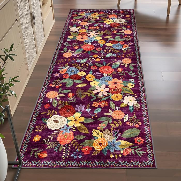 Rug for Hallways Kitchen Rug 2x6, Non Slip Washable Rugs with Rubber Backing Soft Floral Carpet R... | Amazon (US)