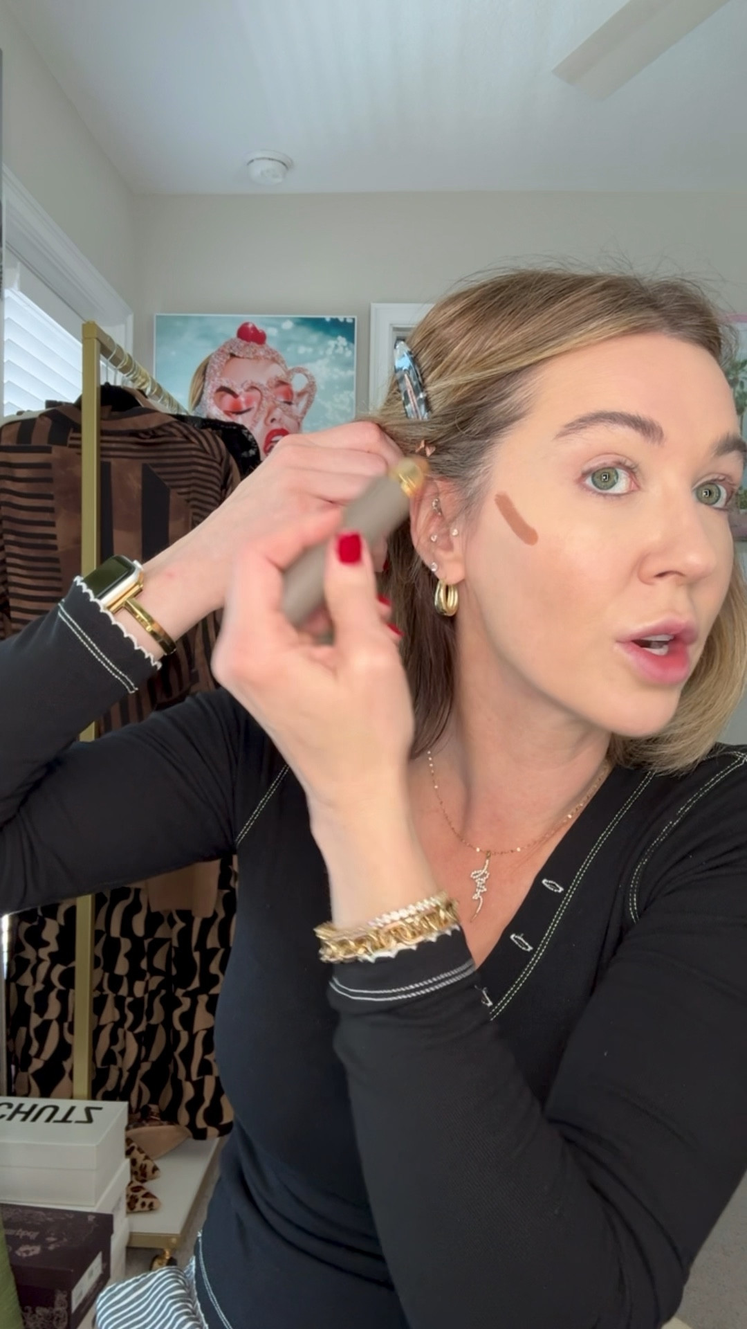 Undereye color corrector: fair
Foundation: 100 light neutral 
Concealer: bisque 
Contour stick: tiger eye

#LTKBeauty #LTKSaleAlert