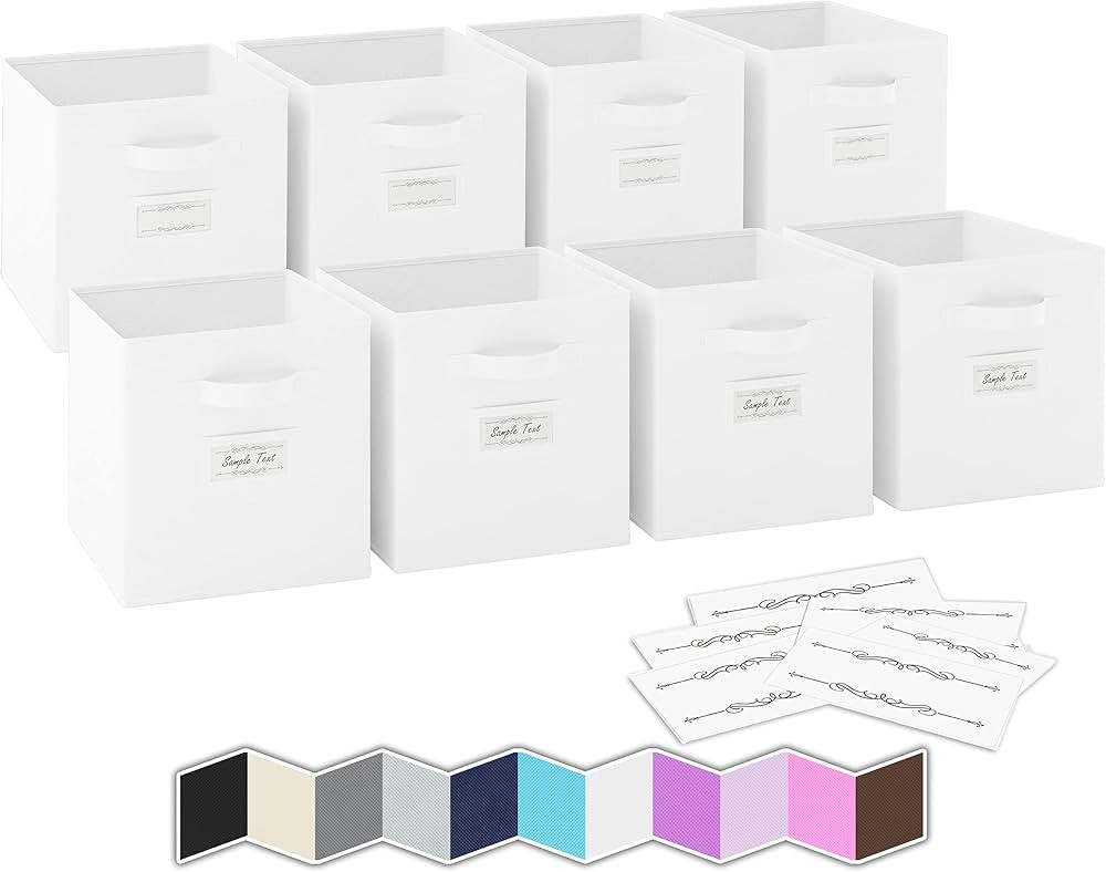 11 Inch Storage Cubes (Set Of 8) Storage Baskets | Features Dual Handles & 10 Label Window Cards ... | Amazon (US)