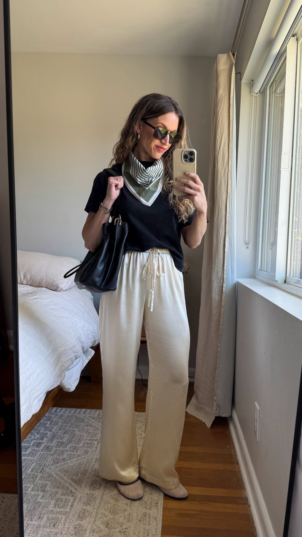What I Wore: 5.1

Mint Velvet tee, S, I sized up, ASH10 for 10% off. Le Scarf scarf. Reformation silk pants, 0P. Madewell flats, TTS. Quince bag. Chunky Silver Hoops from Sela Designs, ASHLEYROHR10 for 10% off  

#LTKPetite #LTKOver40 #LTKSeasonal